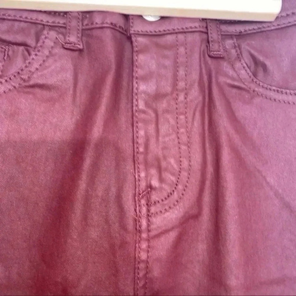 Zara coated slim pants burgundy 2 - Picture 4 of 4